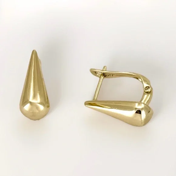 14K Gold Plated Teardrop Huggie Earrings | Minimalist Dainty Jewelry - Picture 5 of 12